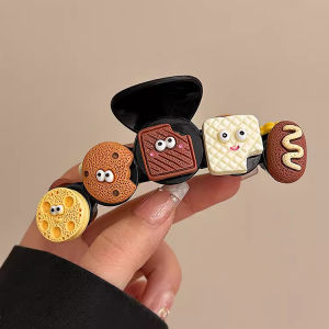 New Cute Cartoon Biscuits Hair Claw For Women Girls Creative Hair Decorate Lovely Hair Claw Clip Hairpin Funny Hair Accessories