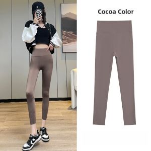 High Waist Yoga Sharkskin Pants Womens Eighteen Bottoms Tightening Hip Nine Points Spring Autumn New Style Base Layer Pants