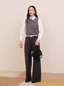 AIVEI | Stretch Waist Double-Waistband Loose Tapered Casual Long Pants
