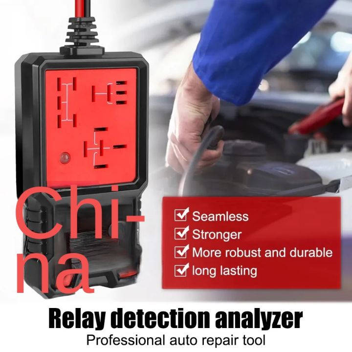 Handheld 12V Automotive Relay Tester - Diagnostic Tool For SUVs, Trucks, Car Electrical Systems (Red)