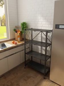 ชั้นวางของพับเก็บได้ โครงเหล็ก มีล้อเคลื่อนย้ายได้ง่าย รับน้ำหนักได้เยอะ กันสนิม มี 3 / 4 / 5 ชั้น