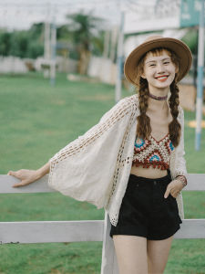 Áo Khoác Cardigan Chống Nắng Mùa Thu Dream Horse Khoét Rỗng Tay Cánh Dơi Mỏng Phong Cách Du Lịch Rộng Rãi Chất Liệu Polyester