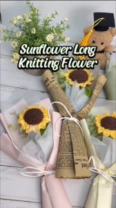 Sunflower Long Knitting Crochet Bouquet for Graduation Convocation / Convo Birthday Mother Teacher Gift