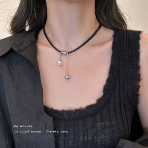 Summer New Pearl Imitation Leather Tassel Necklace Womens Sweet Cool Style Lockbone Chain Fashion Jewelry Accessory