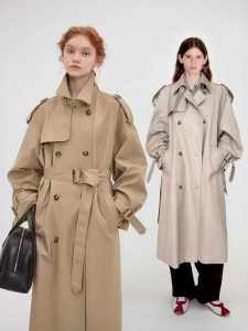 fano studios | Áo Khoác Trench Coat Phong Cách Vintage Cổ Trụ Đôi Có Dây Nơ