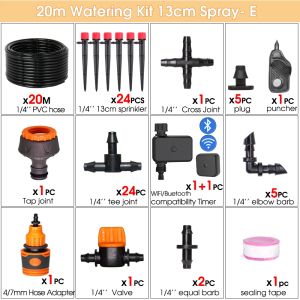 20/30M 1/4 Hose Wifi/Bluetooth-compatible Timer Drip Watering Kit 13cm 8-Hole Sprinkler Automatic Irrigation System for Garden