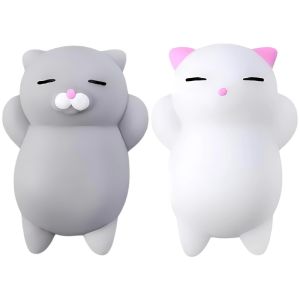 2PCS Squishy Cat Set Soft Kawaii Kitties Stress Relief Toy Unique Gifts for Teens Kids Adults Christmas Stocking Stuffers Idea