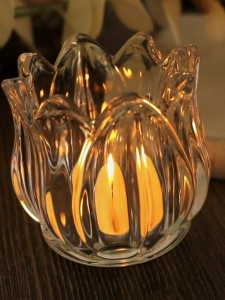 2PCS tulip glass candle holder Tea light candle night light Party and wedding decoration props