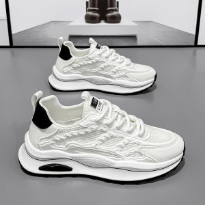 Mens Summer Breathable Mesh Sports Shoes Trendy Versatile White Sneakers Thick Bottom Heightening Dad Cool Shoes