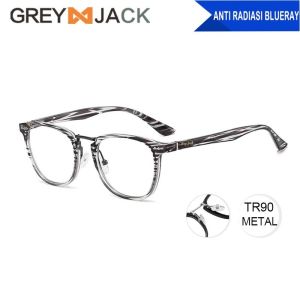 Grey Jack Kacamata Antiradiasi Blueray Fashion Kotak Tr90+Metal Kekinian Style Kotak Simple Fashion Pria Terbaru 807