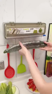 COD Plastic Cling Wrap Refillable Plastic Wrap Dispenser with Slider Cutter Food Wrap Stretch Clear Kitchen Food Fresh Keeping Storage Tool