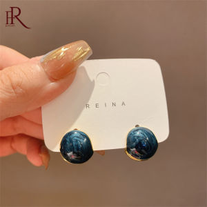 Frascati Simple Design Oil-spot Glaze Metal Splice Round Ball Ear Buckle Fashion Jewelry Party Girls Accessories Earrings