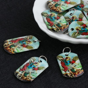 5Pcs Christian Saint Michael Icon Pendants The Archangel St.Michael Killing Demon Charms for Jewelry DIY Making Accessories