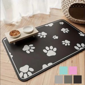 VIKAMA Cartoon Pet Floor Mats Diatomite Non-Slip Water Absorption Wear-Resistant Leakage Easy To Clean Dog Food Mat Cat Food Mat