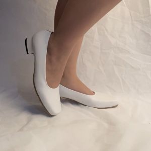 Sepatu Pentofel Putih Wanita Uk 35~45 Hak 3cm/Sepatu Suster Big Size Jumbo/Pentofel Kerja Wanita/Sepatu Resmi
