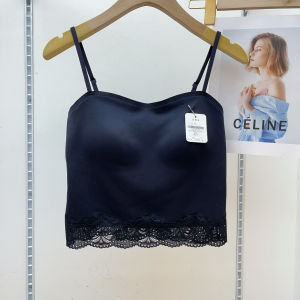 Fixed Cup Camisole Tank Top Women Summer Outerwear Ice Silk Seamless Inner Wear Base Layer Tube Top Backless Strap Vest