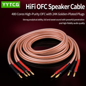 One Pair oxygen-free Copper OFC Audio HiFi Speaker Cable Banana Plug to Banana Plug Speaker Cable Center Audio Speaker Cable