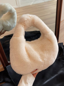 Plush Womens Handbag Large Capacity Fashionable Autumn Winter Handbag Soft Texture Trendy Bag Casual Style Double Handle