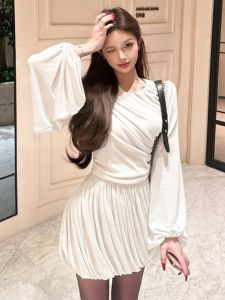 GUZILIAN | High-class Wrinkled Stylish A-line Short Dress