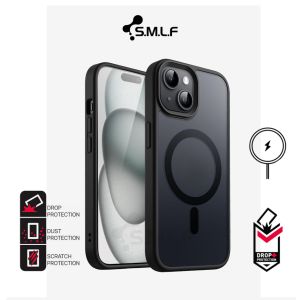 SMLF Magsafe kes untuk iPhone 16 Pro Max 15 Pro Max 14 Pro Max 13 Pro Max 12 Pro Max 16 Plus 15 Plus 14 Plus Anti-Yellowing Matte kulit rasa belakang sarung tentera kalis gegar Slim Translucent Magnetic kes