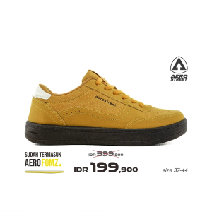 Aerostreet 37-44 Austin Coklat Tua Kuning Mustard Natural - Sepatu Sneakers Casual