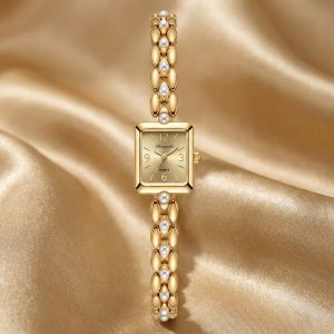 Luxury Brand Womens Watches Fashion Square Gold Watch For Woman Minimalist Elegance Lady Bracelet Wristwatch Gift Reloj Mujer