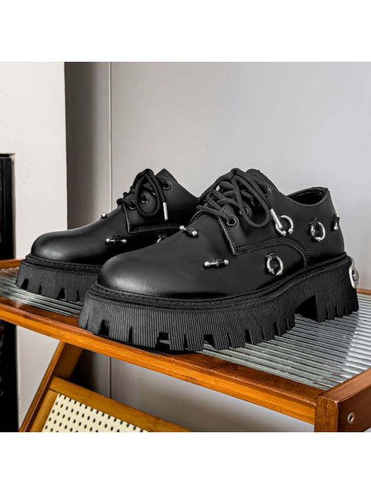 Casual Leather Shoes Men's Summer Black Big Head American