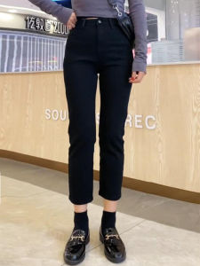 Pear-Shaped Figure Denim Plus Size Womens Clothing Fat Sister mm Elastic Straight Small High Waist Slim Looking Cigarette Pants