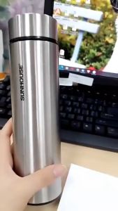 BÌNH GIỮ NHIỆT INOX 304 SUNHOUSE 450ML KS-TU450I - có khay lọc trà - Hàng Chính Hãng