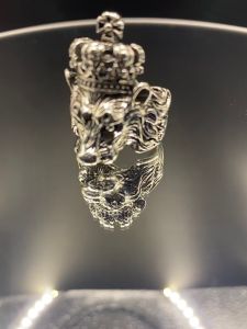 Cincin Pria Desain Mahkota Raja Singa / Lion King Crown Gaya Retro Adjustable
