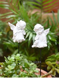 Creative White Angel Girl Decorative Ornaments Flower Pot Iron Art Resin Craft Statue Plant Corner European Style Home Decor