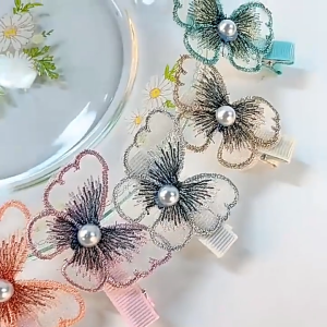 Jepit Rambut Kupu-Kupu Organza Mariposa Aesthetic Pearl Butterfly Hair Clip Aksesoris Fashion Douyin Style