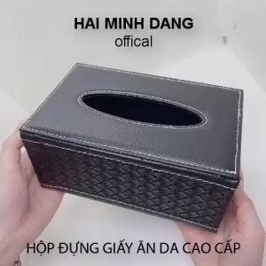 Hộp đựng giấy ăn bọc da cao cấp hình chữ nhật Hộp đựng khăn giấy ăn để bàn sang trọng tiện lợi