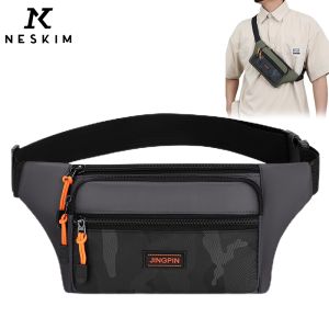 NESKIM Mens Waist Bag Fashion Casual Crossbody Bag Large Capacity Waterproof Shoulder Bag Men Sling Bag with Multiple Compartments 防水男士斜挎包