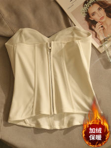 หนาขึ้น ผ้าขนแกะ Fishbone สายคล้อง เสื้อกั๊กอุ่น ฤดูใบไม้ร่วง ฤดูหนาว งานแต่งงาน เดรส เสื้อเกาะอกไหล่เดียว ผู้หญิง แฟชั่น โพลีเอสเตอร์ สแปนเด็กซ์