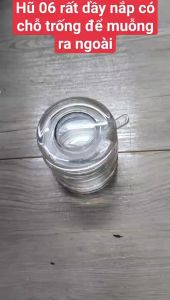 Hũ đựng gia vị kèm muỗng bằng nhựa Acrylic trong suốt HU 06 - Ø 6.5 x 8.0 cm - 110 ml