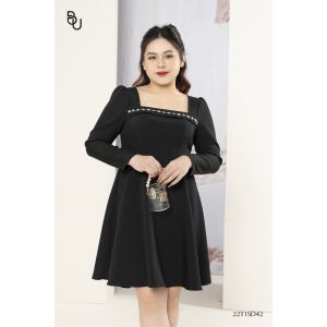 Đầm xoè cổ vuông ngực đính dây đá BIGSIZE (55kg đến 95kg) - 22T1SD42 - [BUstu Bigsize]