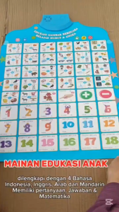 Mainan Edukasi Huruf Angka Suara 4 Bahasa EDUKASI POSTER GAMBAR SUARA Mengenal Angka dan Huruf Suara