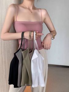 Street สไตล์สลิงสําหรับผู้หญิง One- Piece Chest Wrap สายคล้องคอ PURE สี SLIM FIT สั้นความยาวสวมใส่