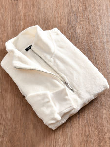 Autumn Thin Coral Fleece Loose Slimming Half Zip Hoodie Stand Collar Sweatshirt Plush Womens Loose Fit Long Sleeve Polyester