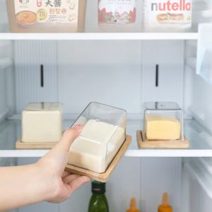 Butter Dish Butter Knife with Transparent Acrylic Cover Kitchen Butter Storage Container Box Butter Tableware Kitchen Supplies