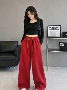 🔥[D109] Quần nữ ỐNG SUÔNG THUN 2 DA phối DÂY RÚT LƯNG THUN mềm mịn co giãn - Kholenqc