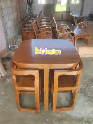 set meja makan minimalis bahan full kayu jati