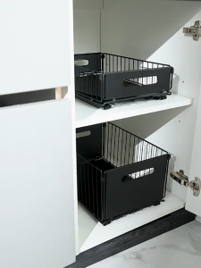 （SG stock）kitchen organiser pull out cabinet organizer With Smooth Track Adhesive Film