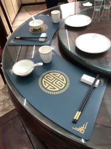 Thảm Bàn Ăn Da Hình Cánh Quạt Phong Cách Trung Hoa Mới Sang Trọng Nhẹ Cách Nhiệt Thảm Đĩa Ăn Không Cần Giặt