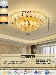 LAIDENG | Luxurious Yellow Crystal Circular Ceiling Light