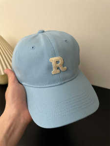 R Letter Light Blue Baseball Cap Female Spring and Summer New Arrival Baby Blue Soft Top Wide Brim Cover Face Sky Blue Peaked Cap