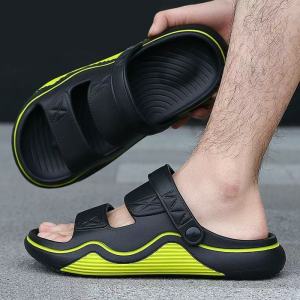 Mens Outdoor Slip-On Summer Fashion Anti-Slip Deodorant Soft Bottom Sandals Driving Approved Casual Sporty Flat Heel PVC