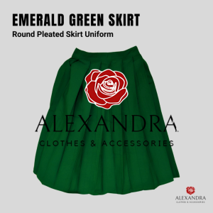 EMERALD GREEN ROUND PLEATED SKIRT SCHOOL UNIFORM FOR GIRLS - KATRINA FABRIC by CraftCandle