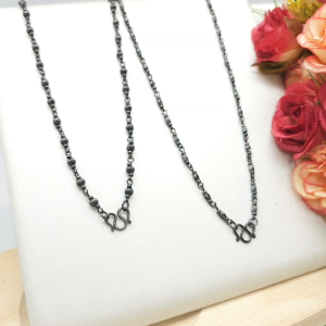 สร้อยคอลายเม็ดรีจีบ เม็ดมะยม ความยาว 2024 นิ้ว ชุบลงดำ ดีไซน์สวย เครื่องประดับแฟชั่น พร้อมส่ง #ไว้ทุกข์ #ไว้อาลัยพระพัน